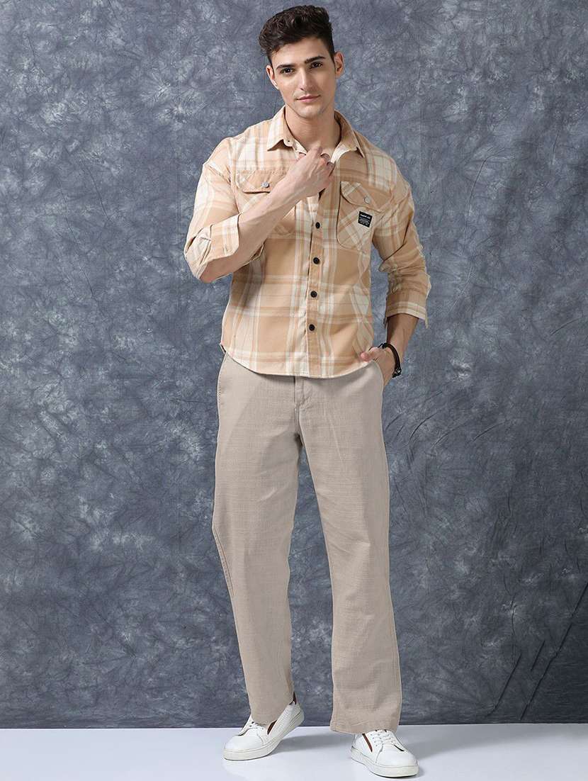 men solid mid rise relaxed fit flat front trouser - 22570705 -  Standard Image - 4