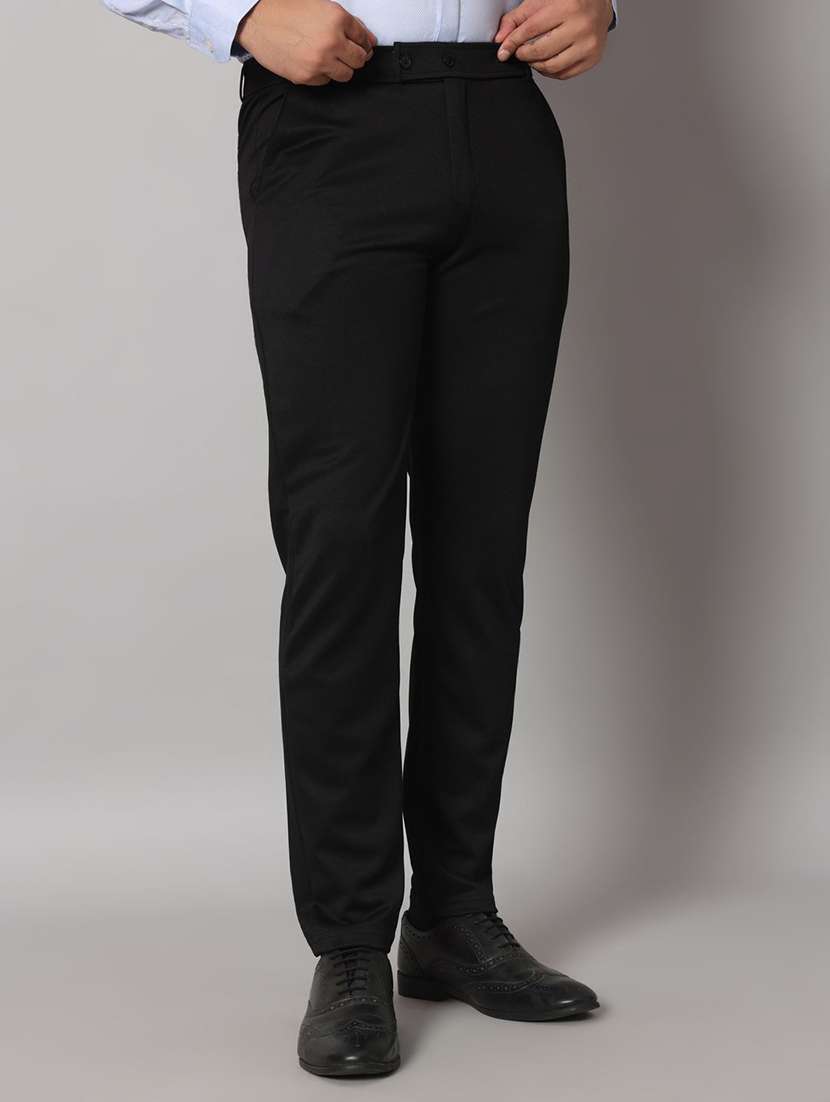 men solid mid rise slim fit formal trouser - 22570715 -  Standard Image - 1