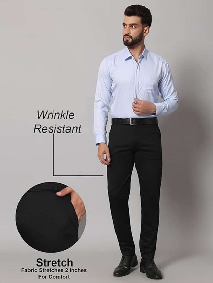 men solid mid rise slim fit formal trouser - 22570715 -  Standard Image - 4