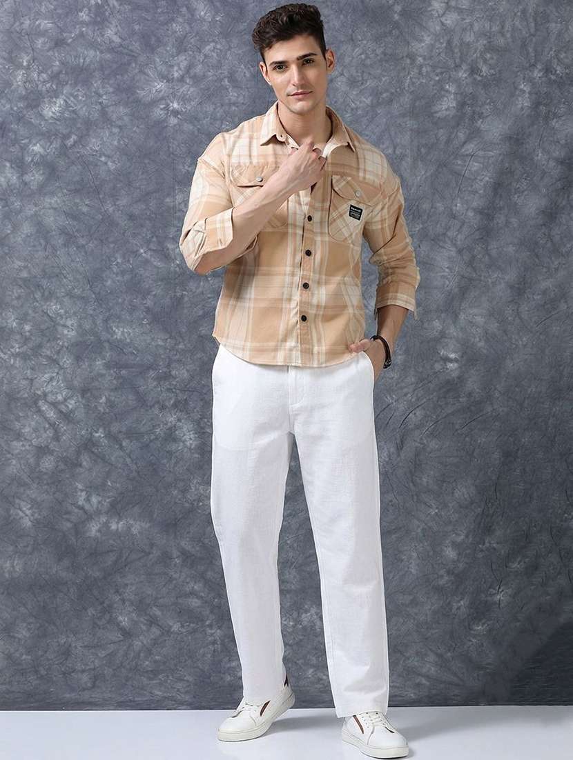 Men Solid Mid Rise Relaxed Fit Flat Front Trouser - 22570720 -  Standard Image - 4
