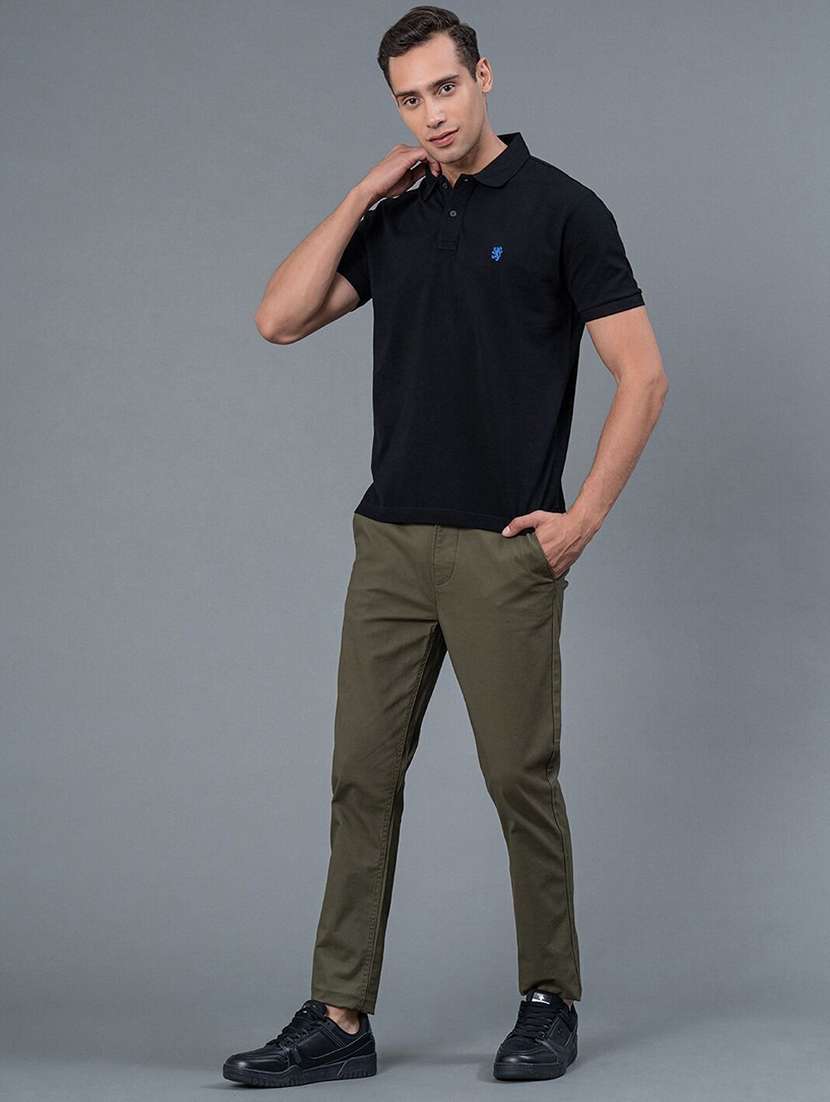 men solid mid rise slim fit chinos - 22570722 -  Standard Image - 4