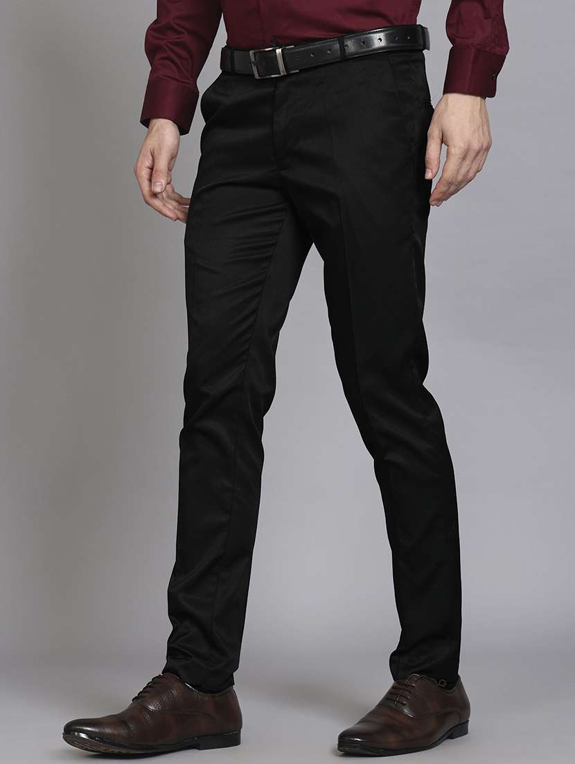 men solid mid rise slim fit formal trouser - 22570724 -  Standard Image - 1