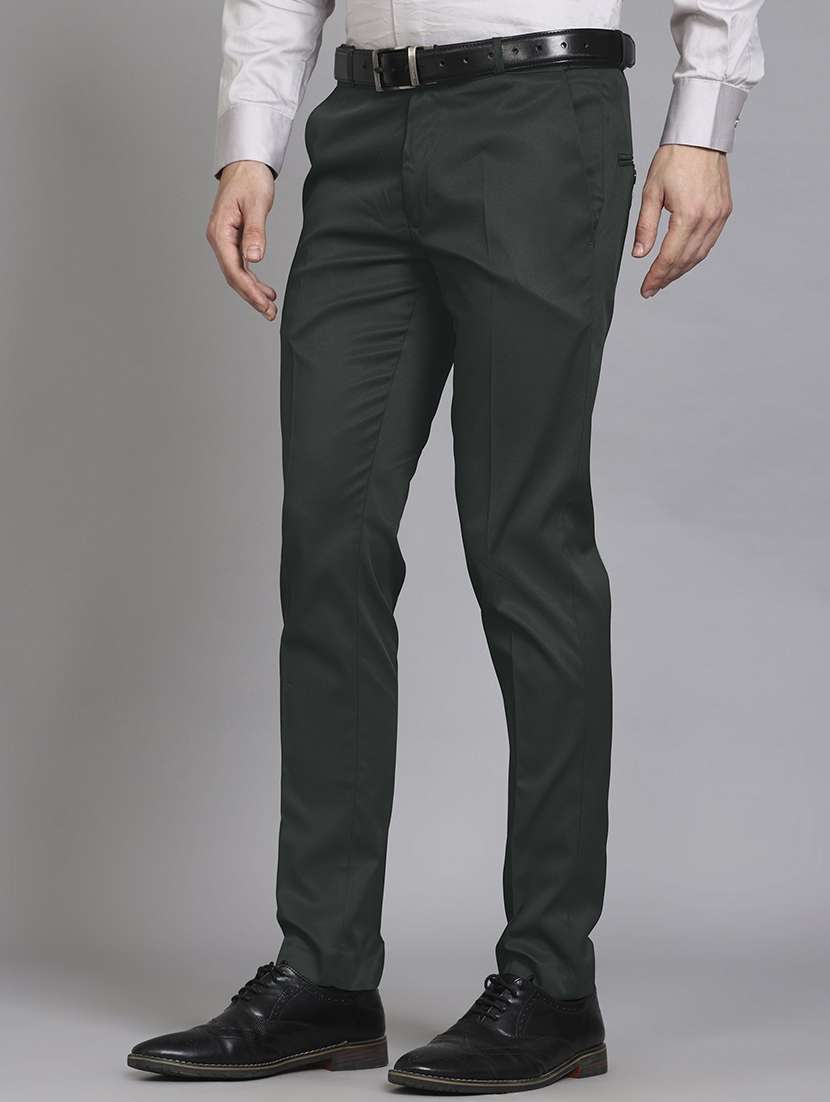 men solid mid rise flat front formal trouser - 22570728 -  Standard Image - 1