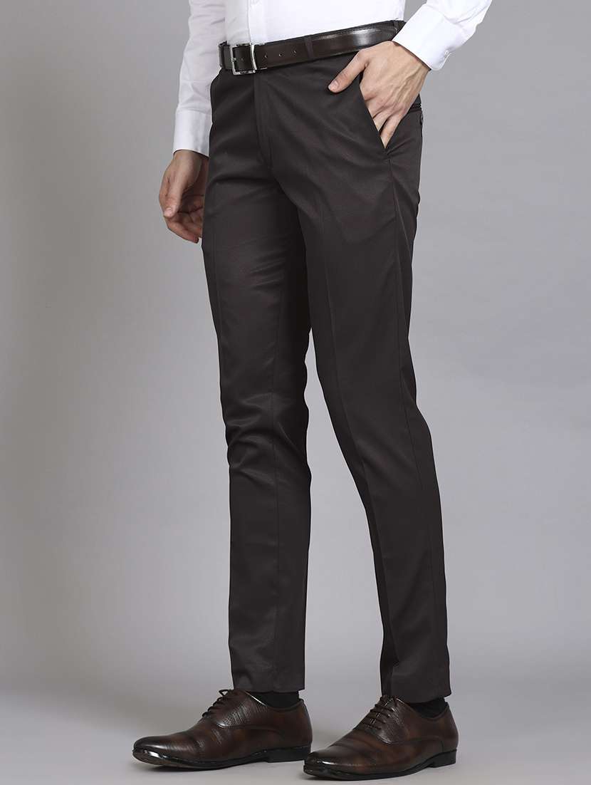 men solid mid rise flat front formal trouser - 22570729 -  Standard Image - 1