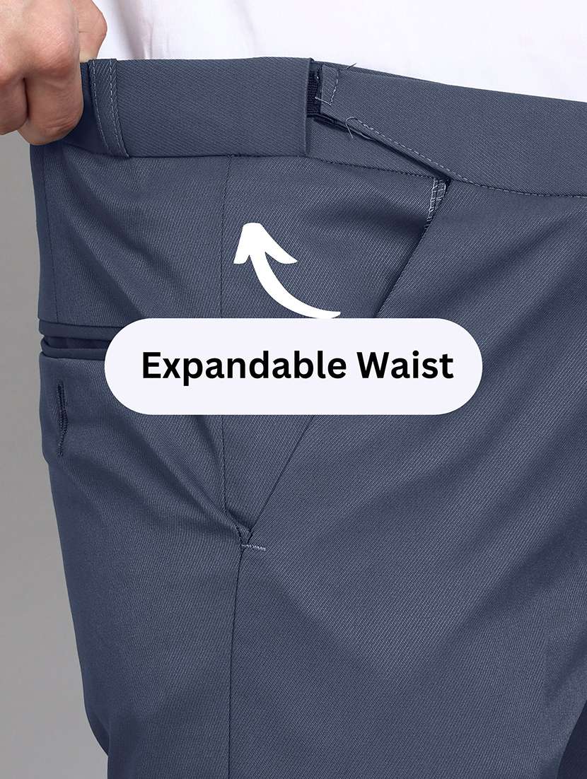 men solid mid rise flat front formal trouser - 22570733 -  Standard Image - 4
