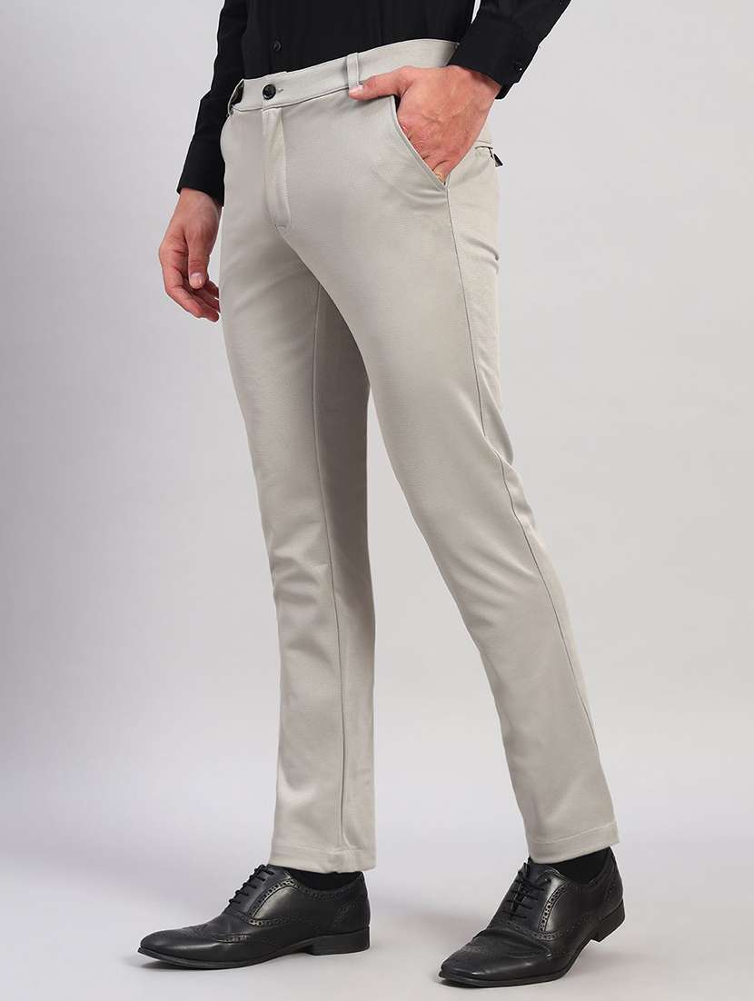 men solid mid rise flat front formal trouser - 22570734 -  Standard Image - 1