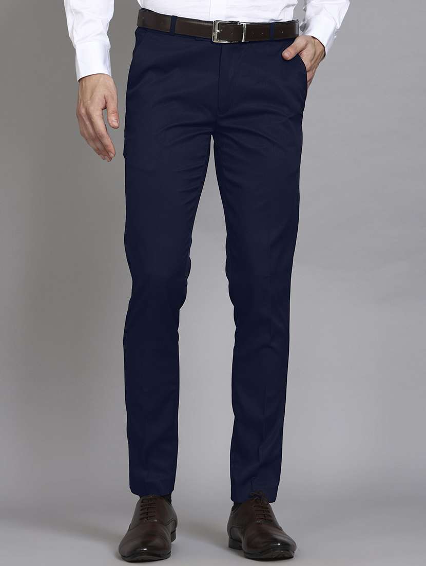men solid mid rise flat front formal trouser