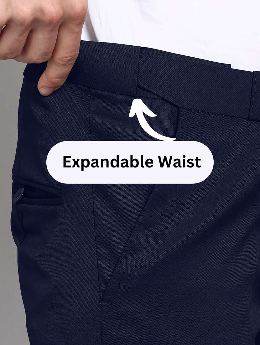 men solid mid rise flat front formal trouser - 22570735 -  Standard Image - 4