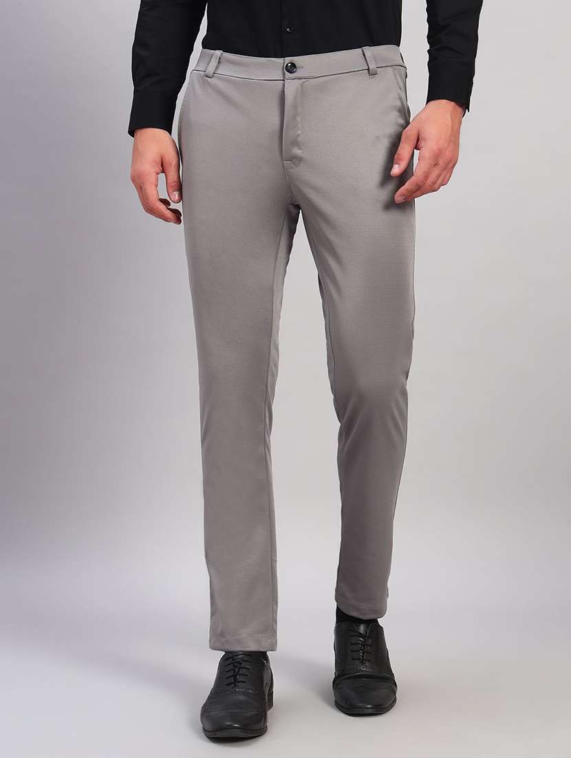men solid mid rise flat front formal trouser