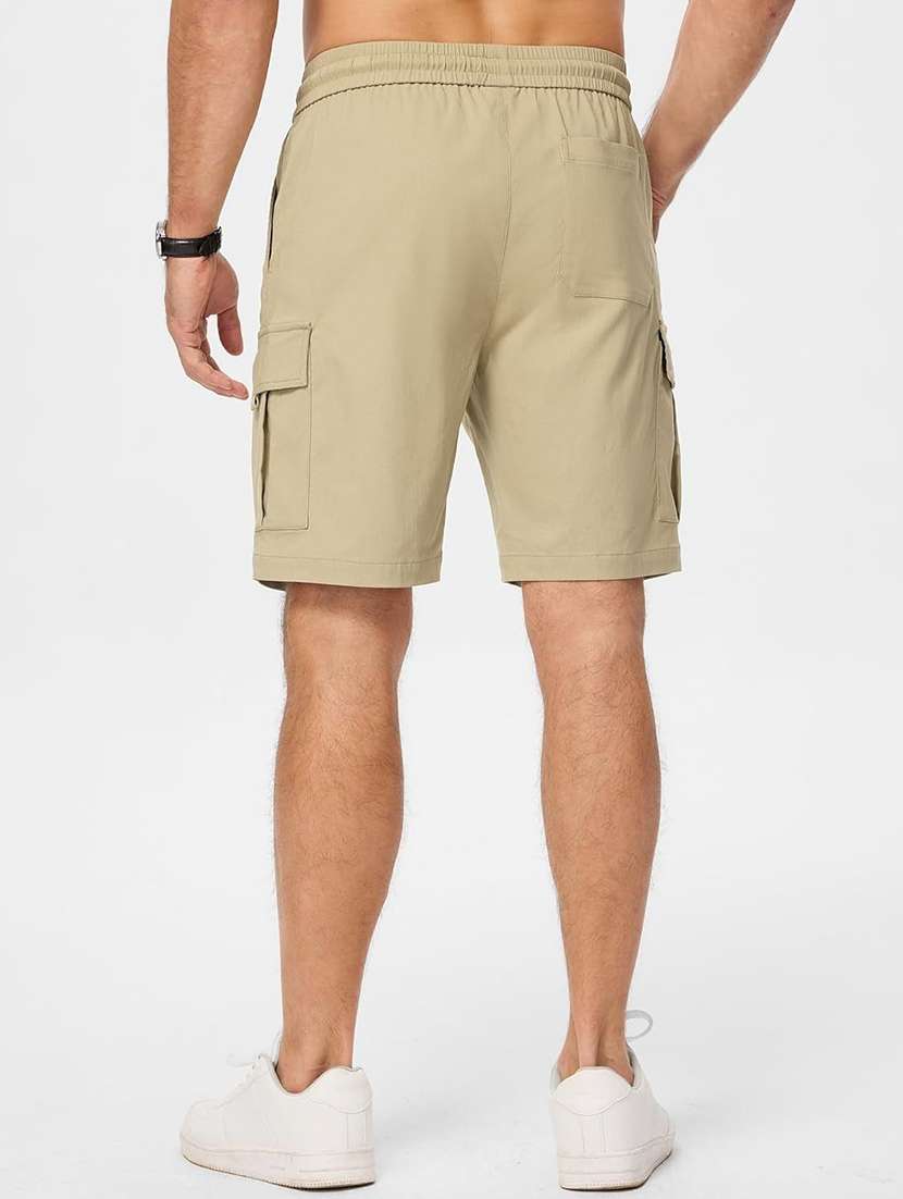 men solid mid rise regular fit cargo shorts - 22570738 -  Standard Image - 1