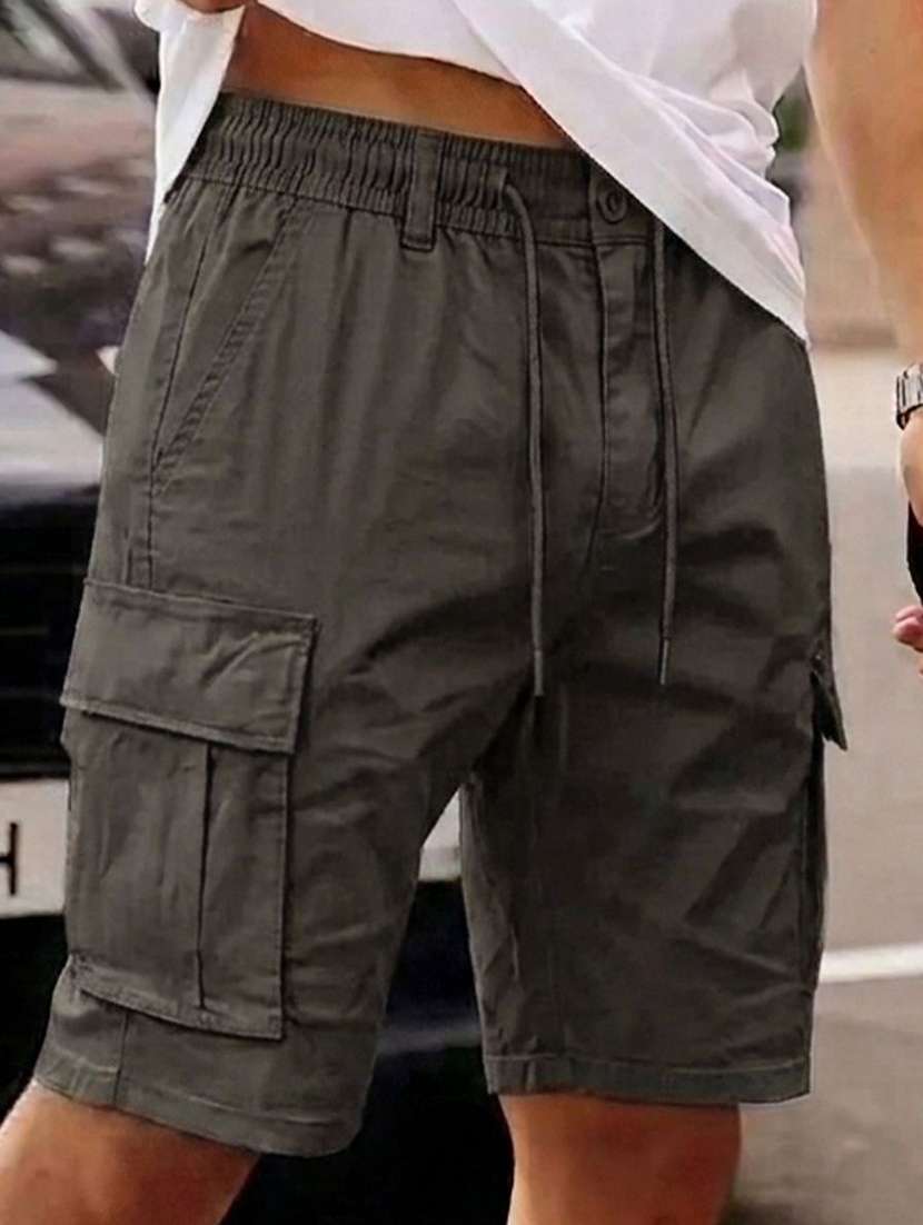 men solid mid rise regular fit cargo shorts - 22570754 -  Standard Image - 1