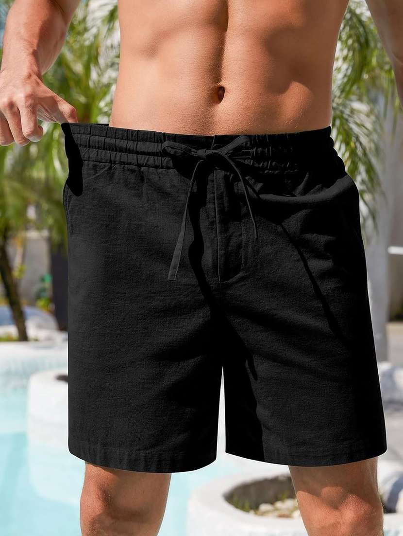 men solid mid rise regular fit shorts - 22570762 -  Standard Image - 1