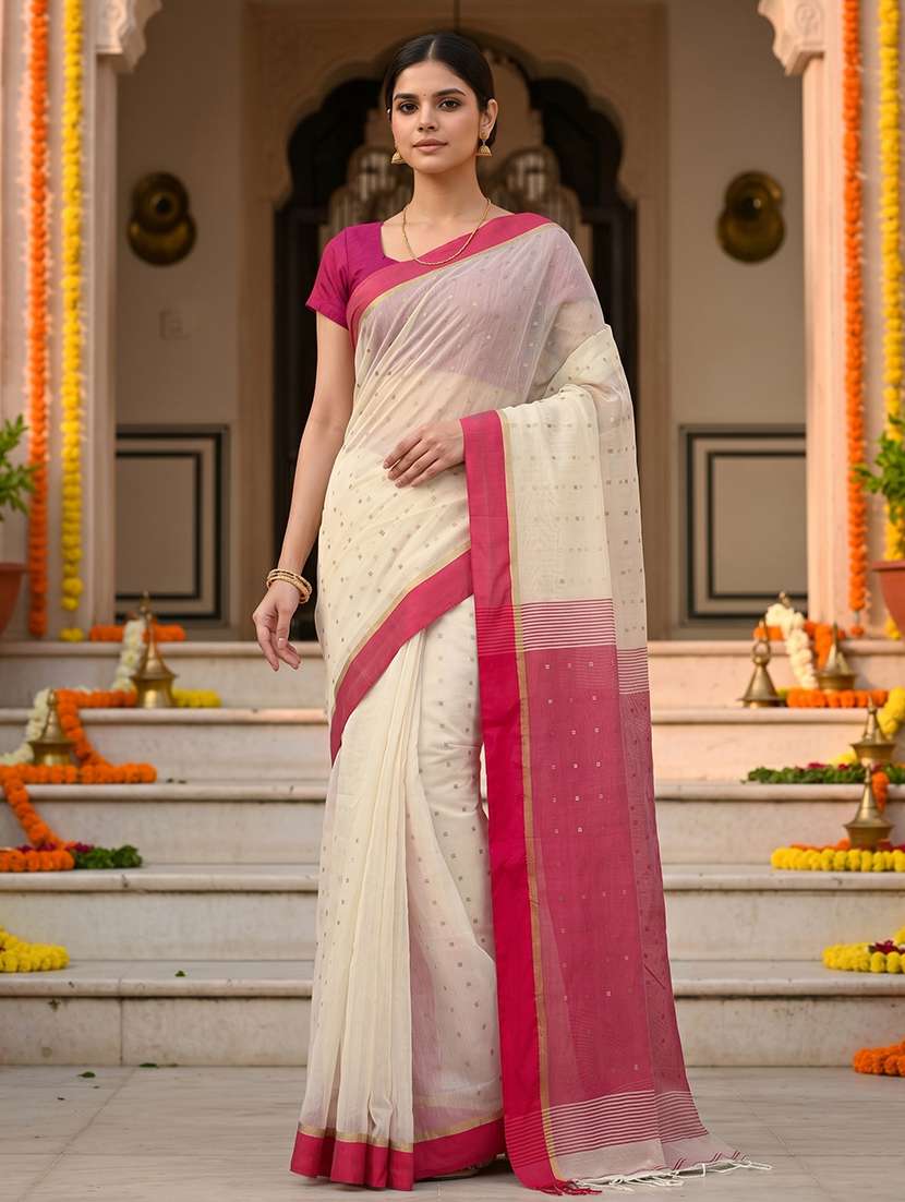 women self design handloom saree with blouse