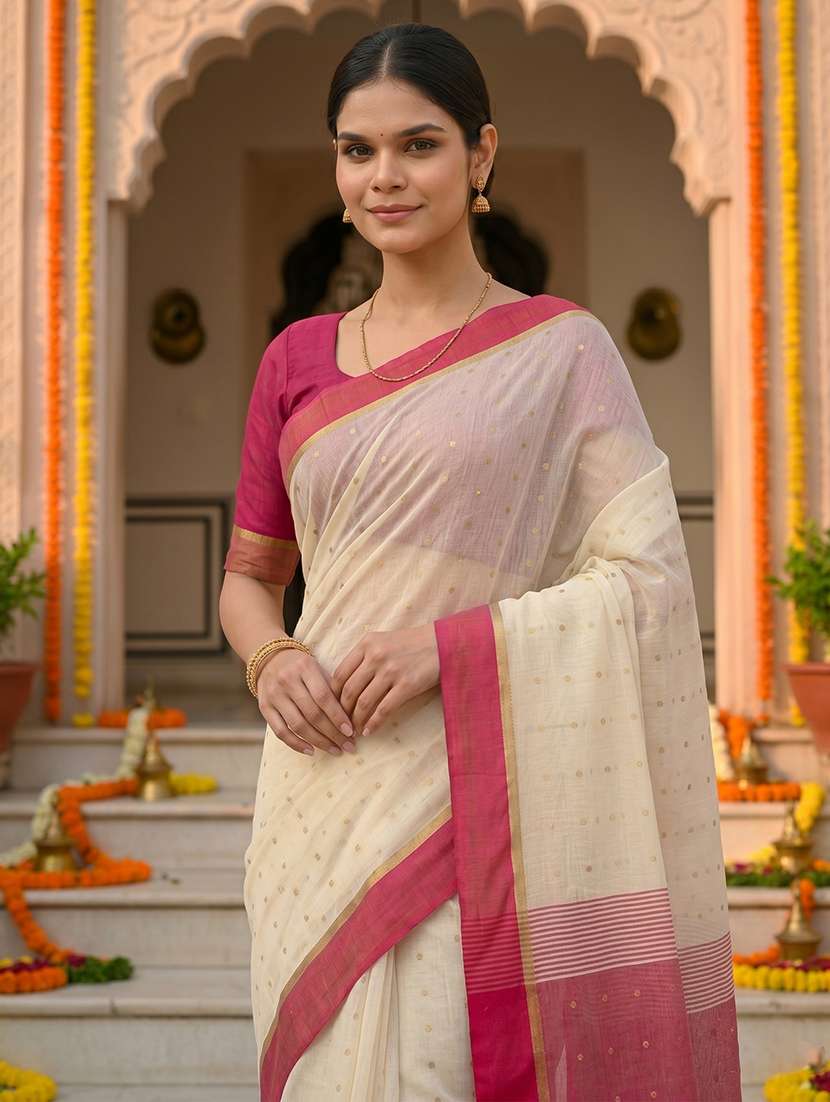 Women Self Design Handloom Saree With Blouse - 22570922 -  Standard Image - 1