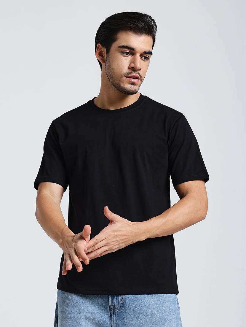 men solid short sleeves regular fit t-shirt