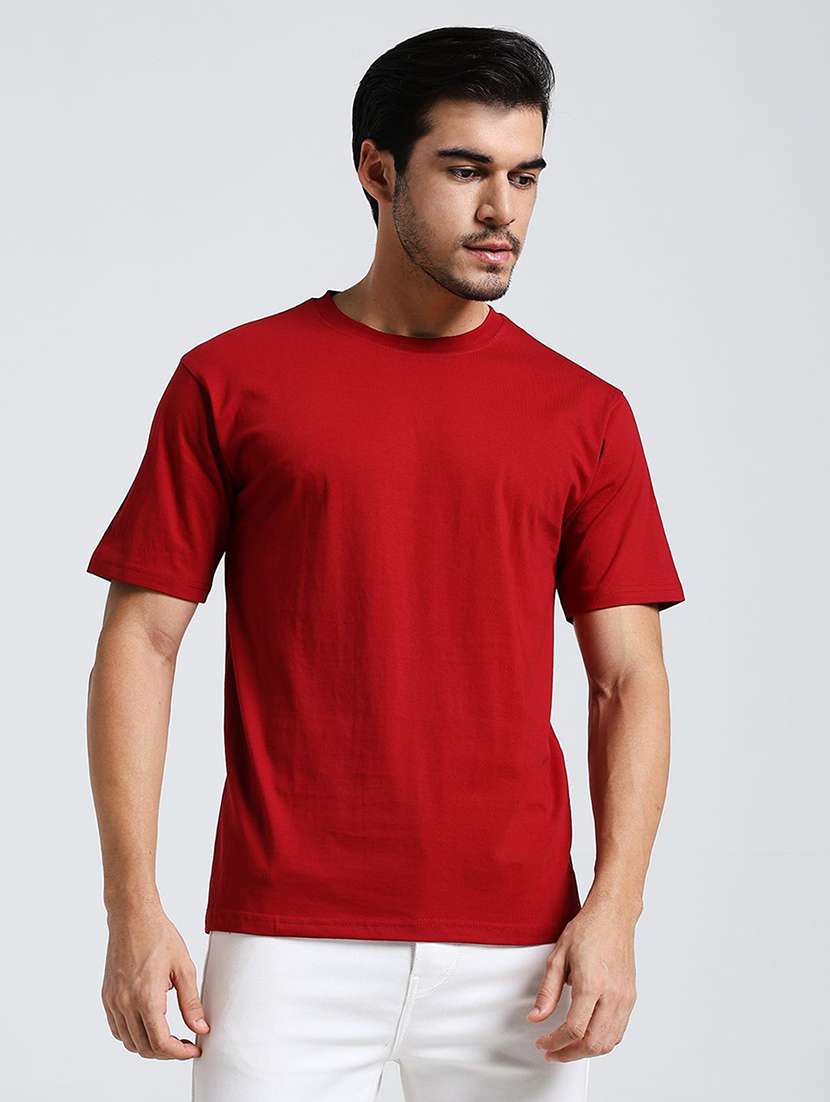 men solid short sleeves regular fit t-shirt