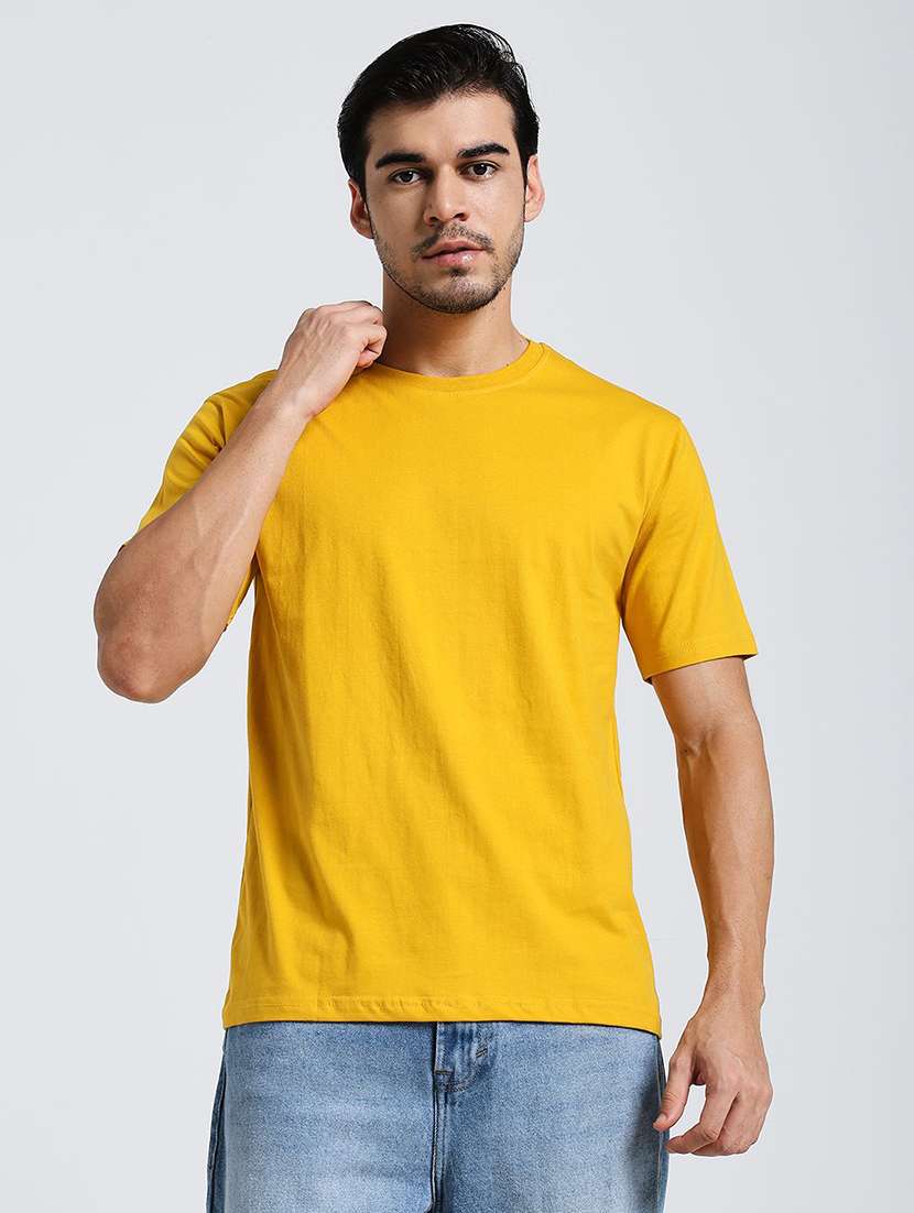 men solid short sleeves regular fit t-shirt
