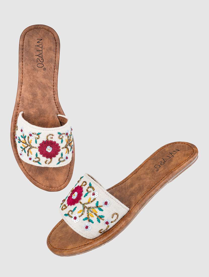 women embroidered slip on flats - 22571042 -  Standard Image - 1