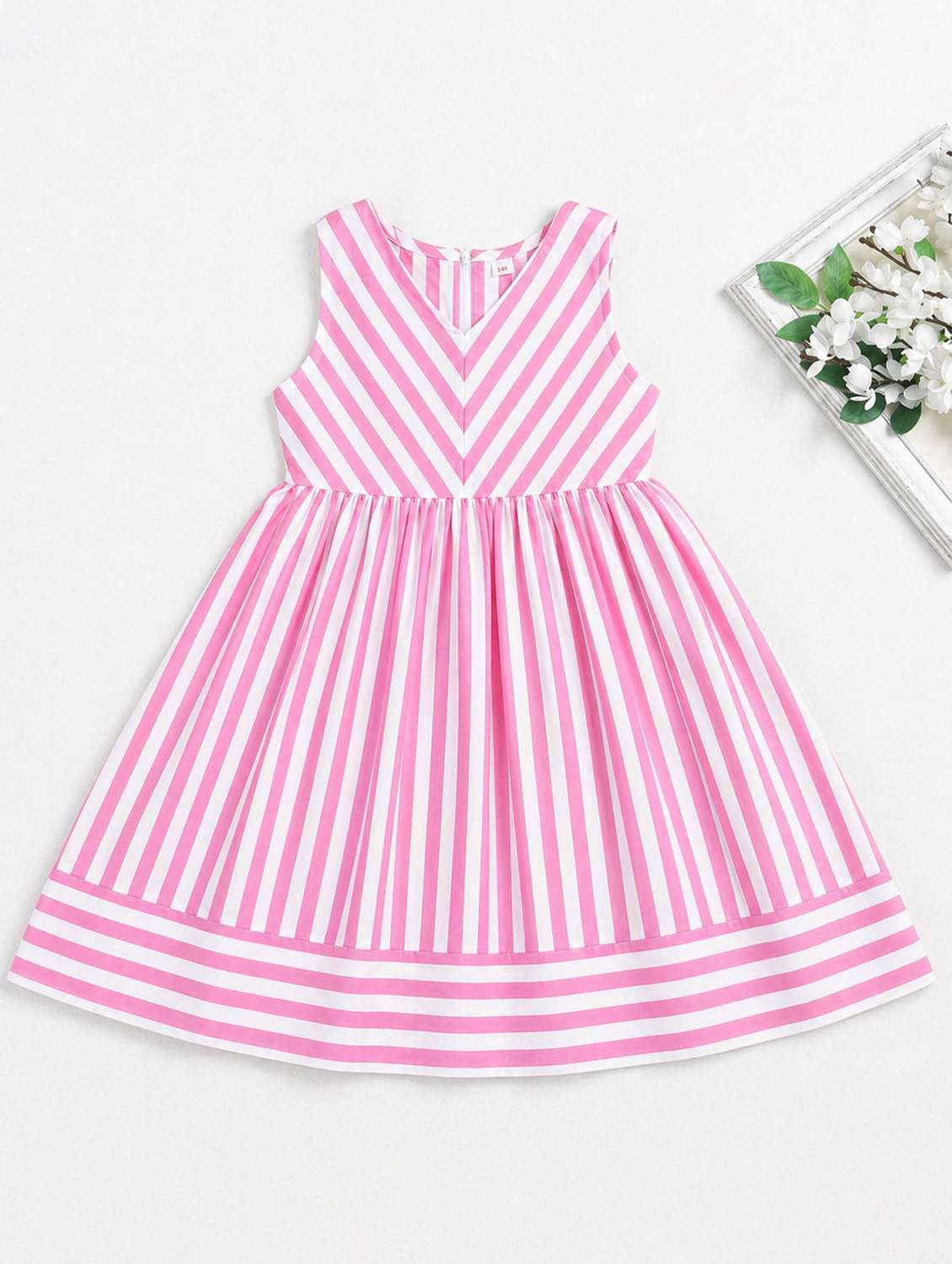 girls printed sleeveless fit and flare dress - 22571043 -  Standard Image - 1