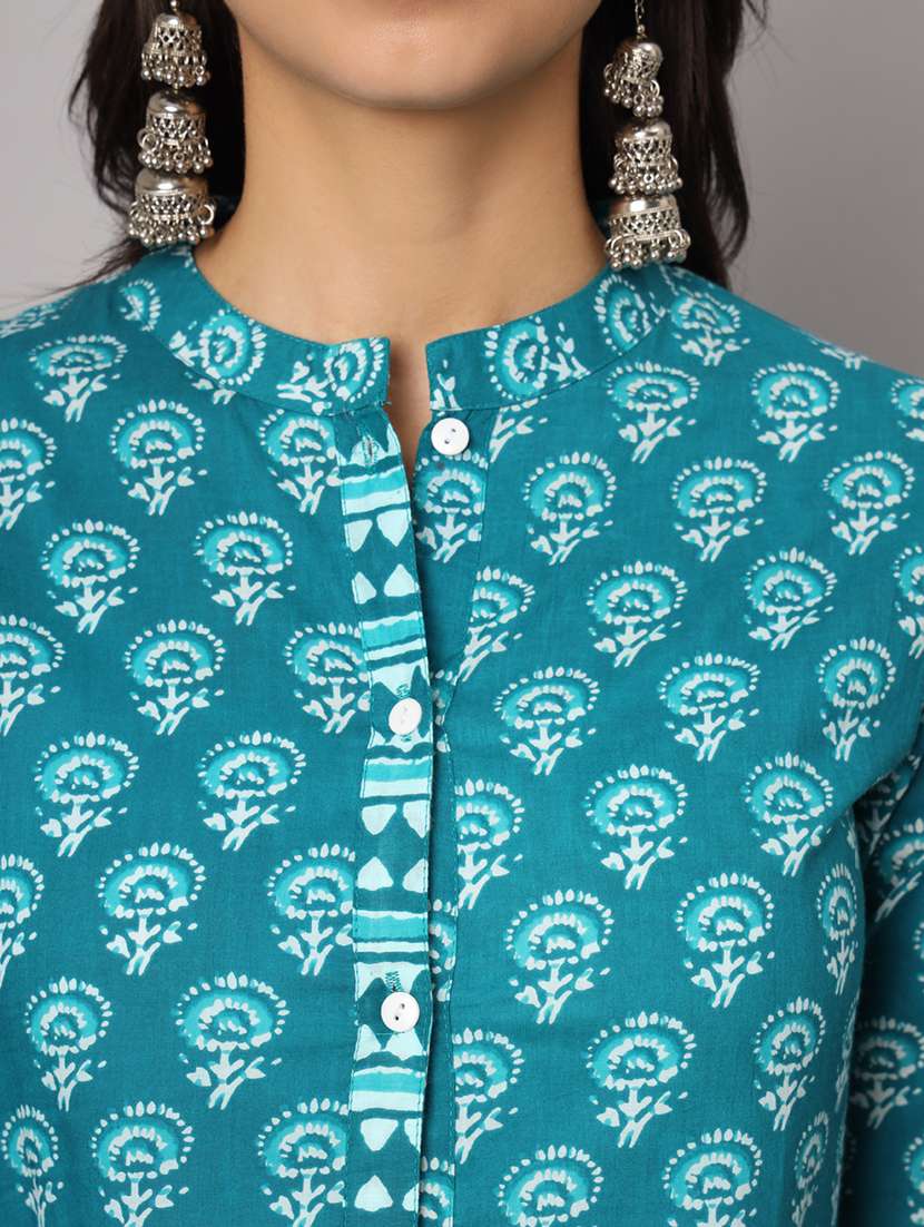 women printed three quarter sleeves a-line kurta - 22571058 -  Standard Image - 1