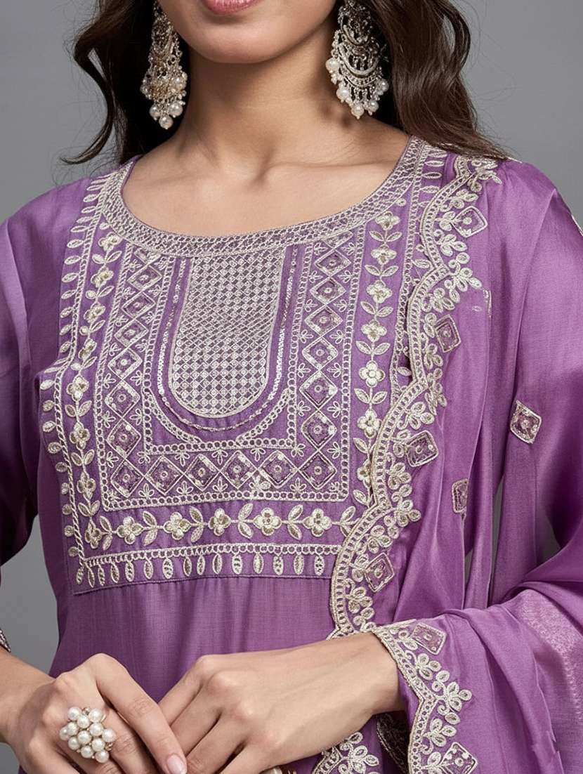 women embroidered three quarter sleeves kurta pant set with dupatta - 22571070 -  Standard Image - 1