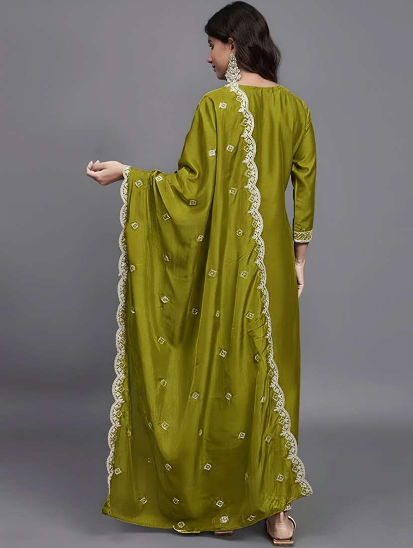 women embroidered three quarter sleeves kurta pant set with dupatta - 22571072 -  Standard Image - 4