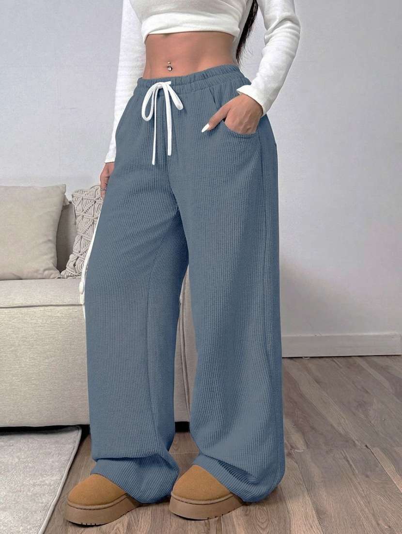 women self design mid rise wide leg trouser - 22571078 -  Standard Image - 1