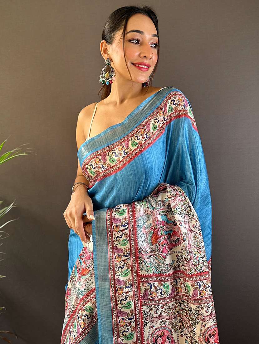 women madhubani printed saree with blouse - 22571139 -  Standard Image - 1