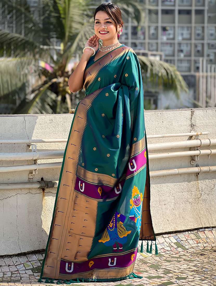 women self design paithani saree with blouse - 22571310 -  Standard Image - 4