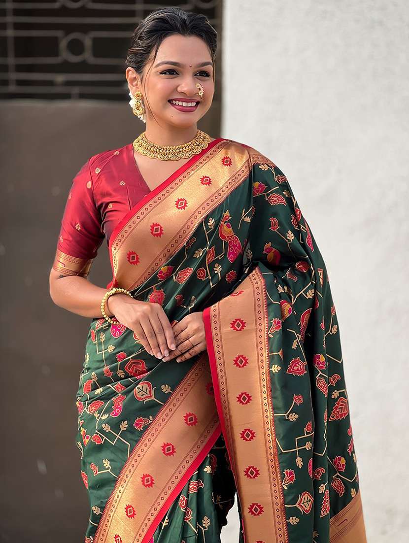 women self design paithani saree with blouse - 22571317 -  Standard Image - 1