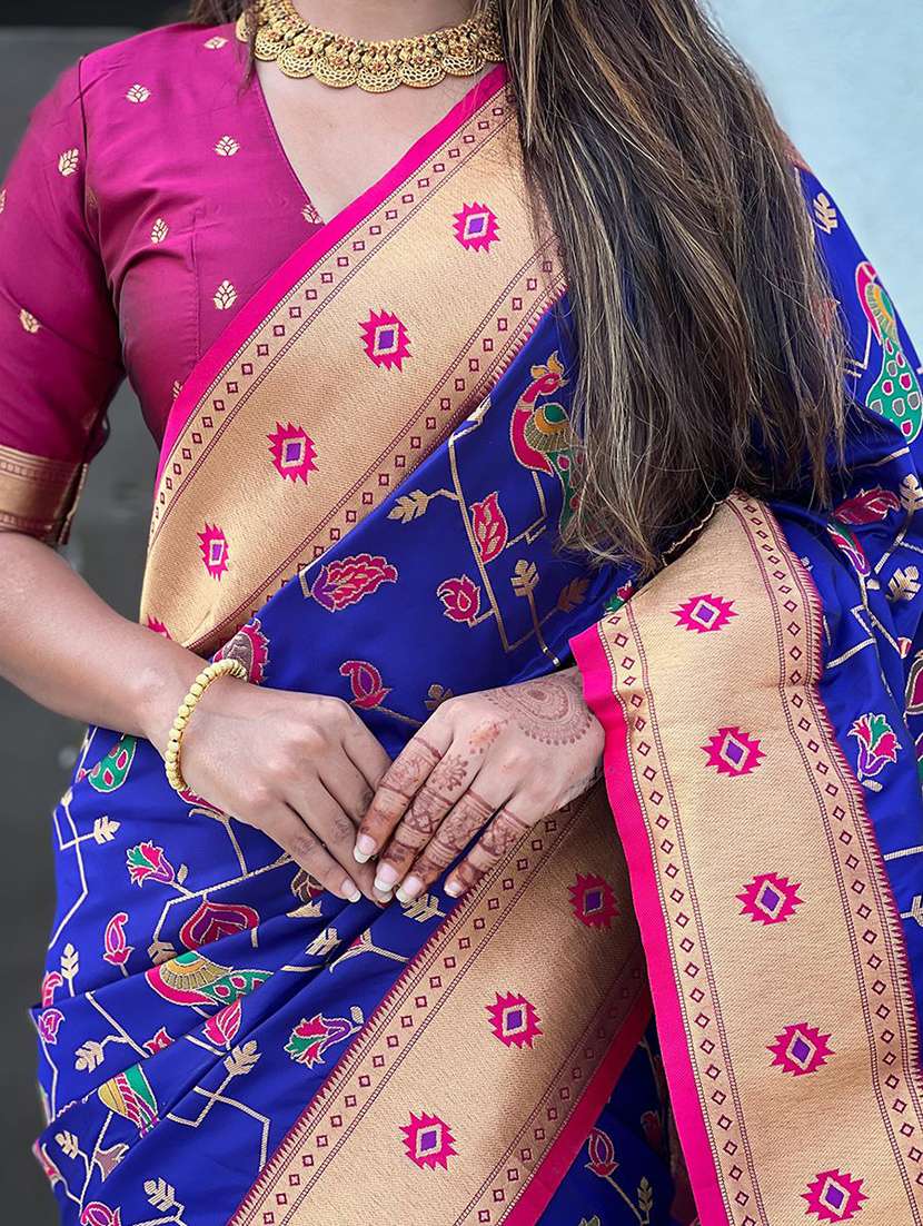 women self design paithani saree with blouse - 22571323 -  Standard Image - 4