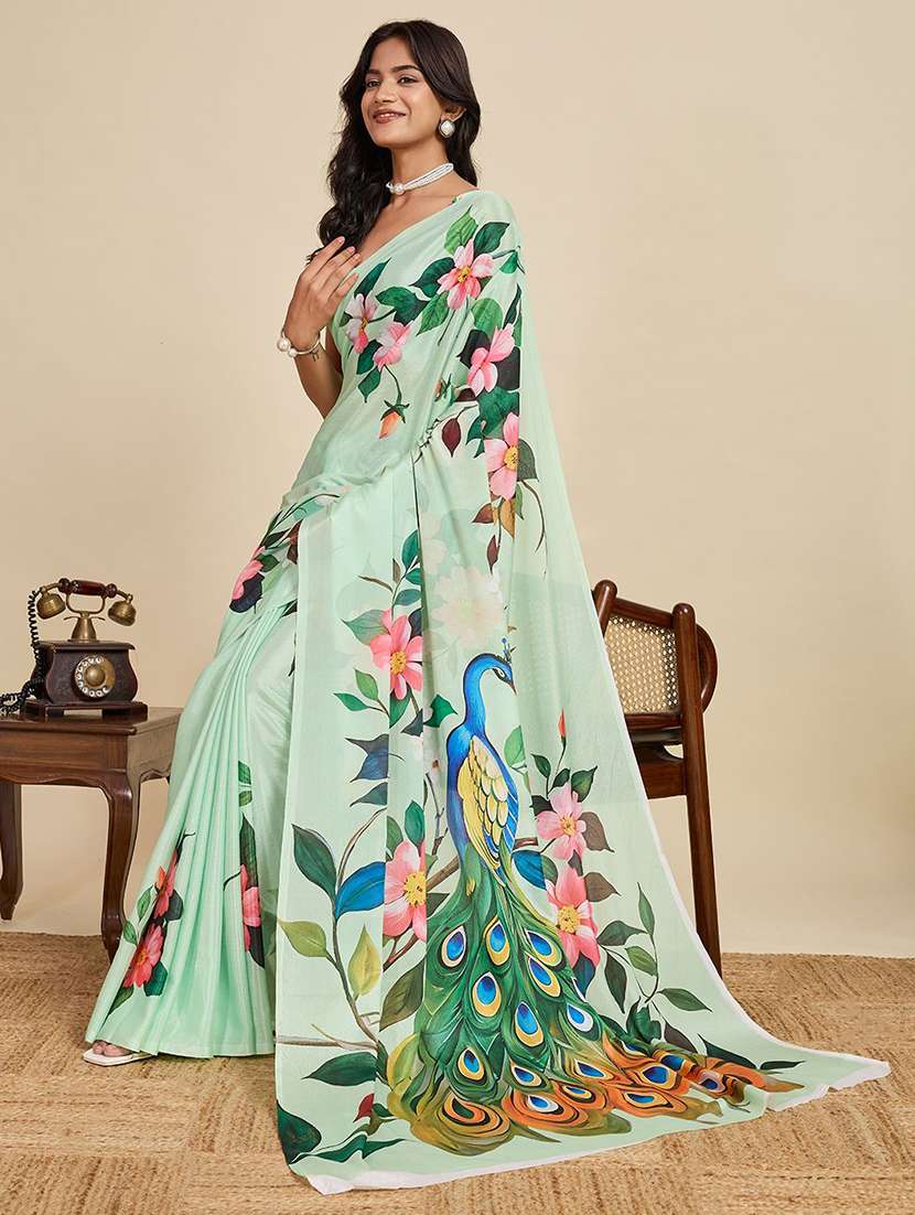 women printed casual wear saree with blouse - 22571398 -  Standard Image - 4
