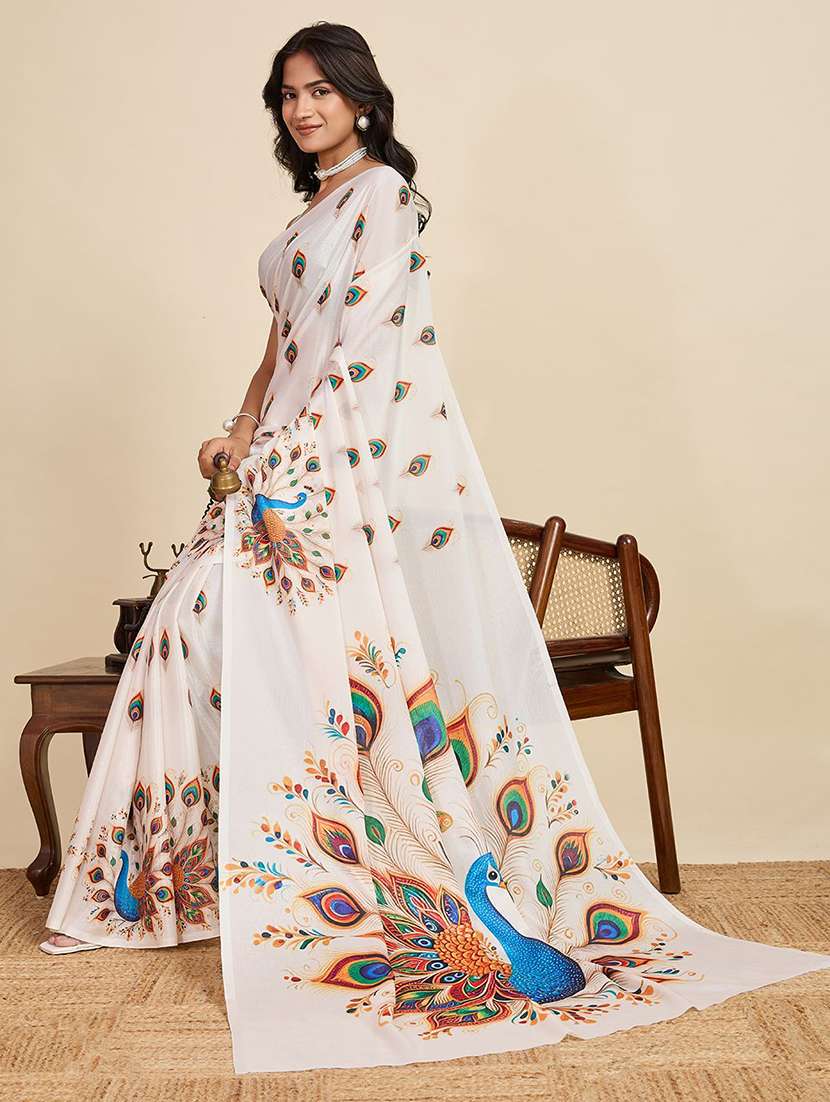 women printed casual wear saree with blouse - 22571402 -  Standard Image - 4