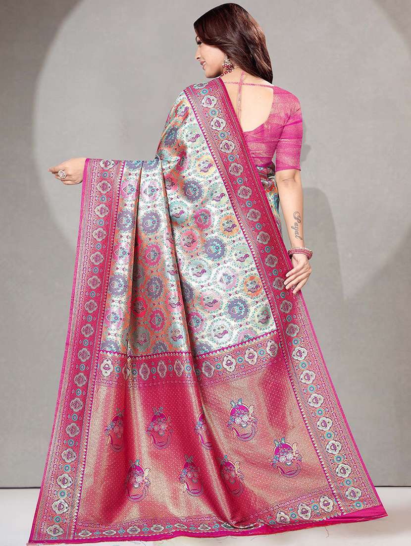 women self design dharmavaram saree with blouse - 22571468 -  Standard Image - 4