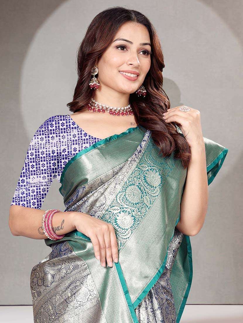 women self design kanjivaram saree with blouse - 22571484 -  Standard Image - 1