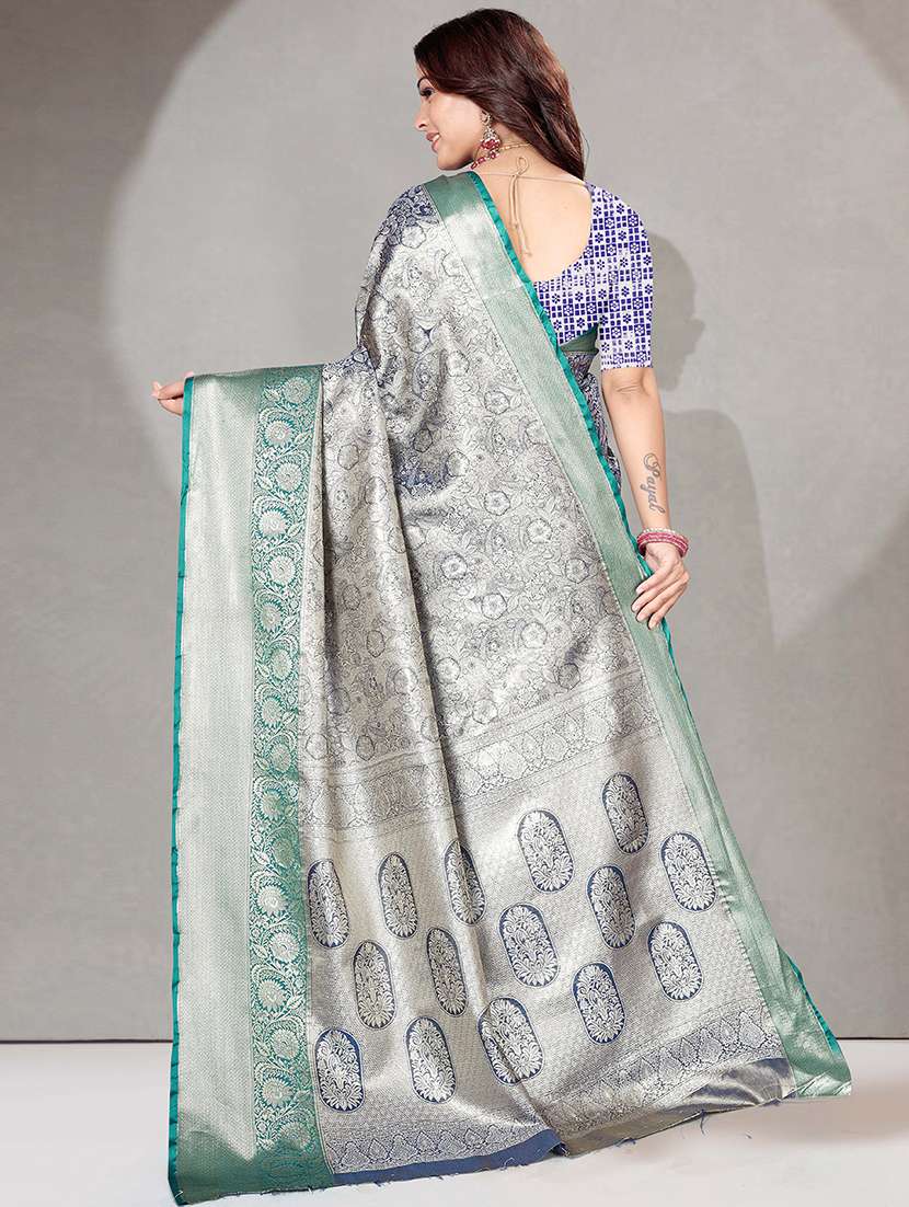 women self design kanjivaram saree with blouse - 22571484 -  Standard Image - 4