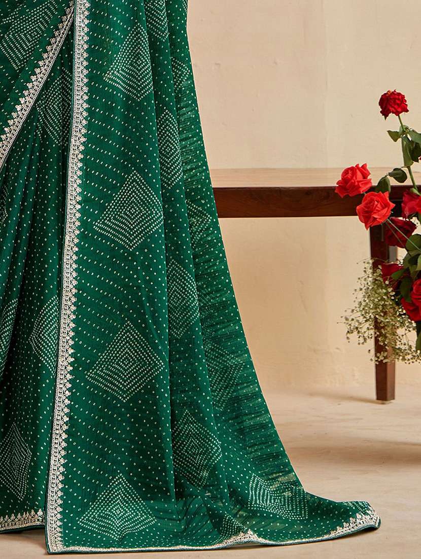 women bandhani printed saree with blouse - 22571501 -  Standard Image - 4
