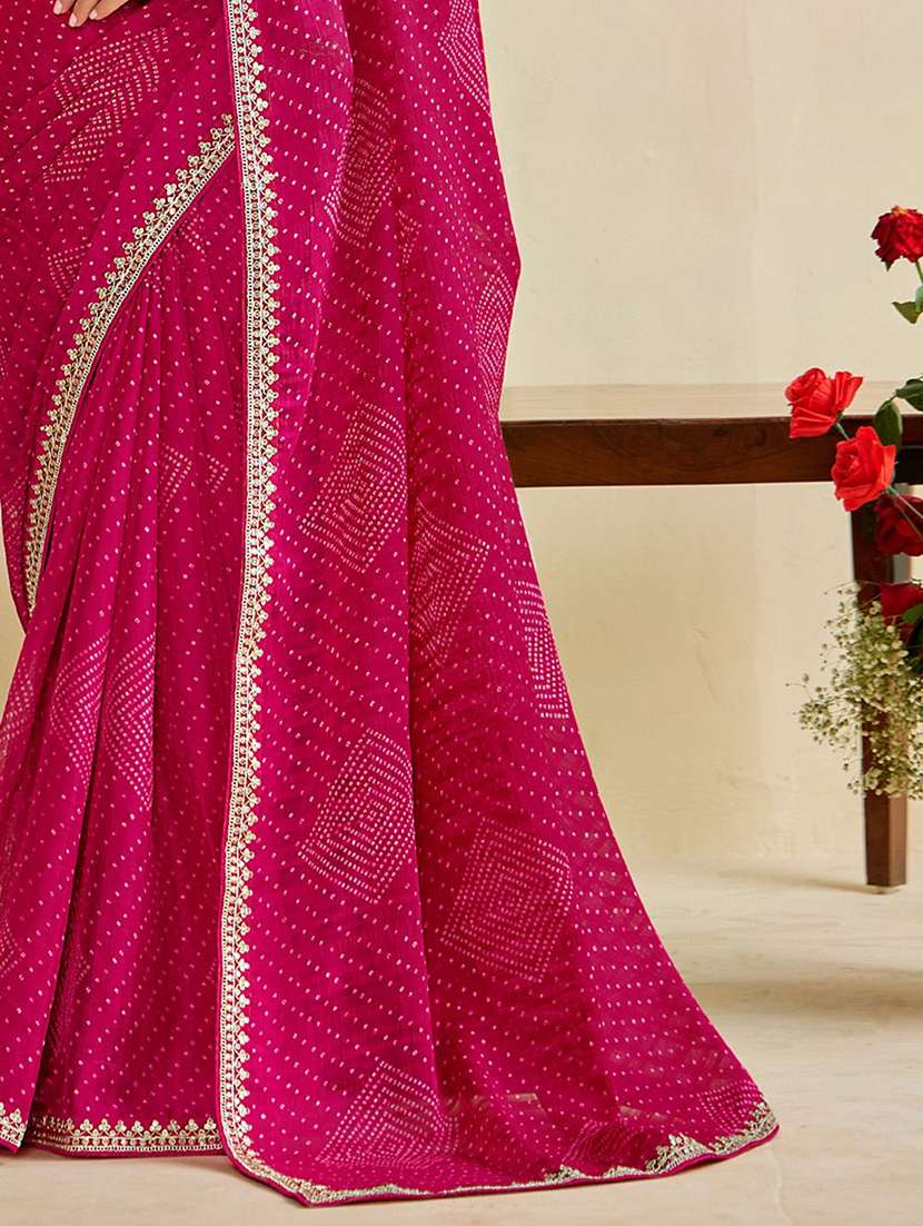 women bandhani printed saree with blouse - 22571505 -  Standard Image - 4