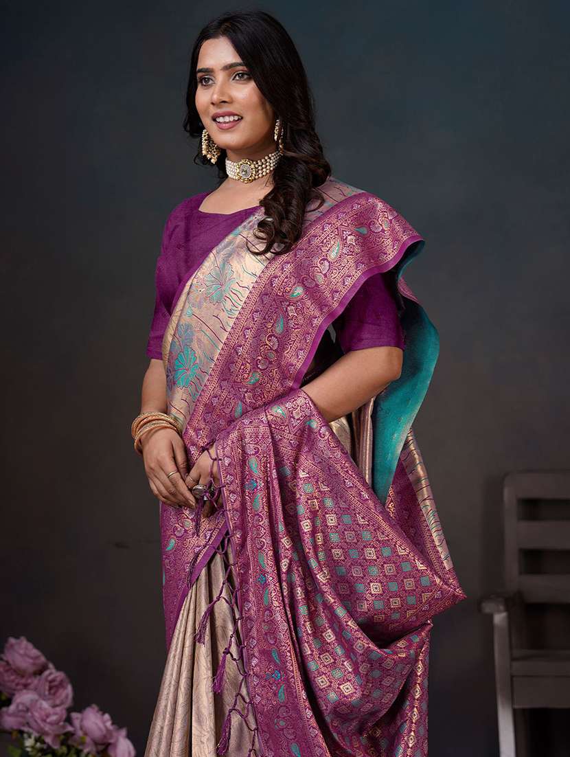 women self design kanjivaram saree with blouse - 22571566 -  Standard Image - 1