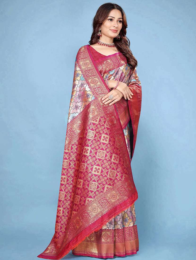 women self design dharmavaram saree with blouse - 22571590 -  Standard Image - 4