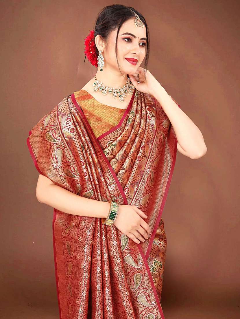 women self design dharmavaram saree with blouse - 22571594 -  Standard Image - 1
