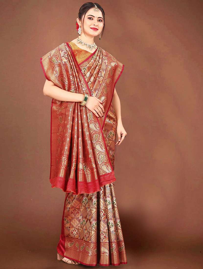 women self design dharmavaram saree with blouse - 22571594 -  Standard Image - 4