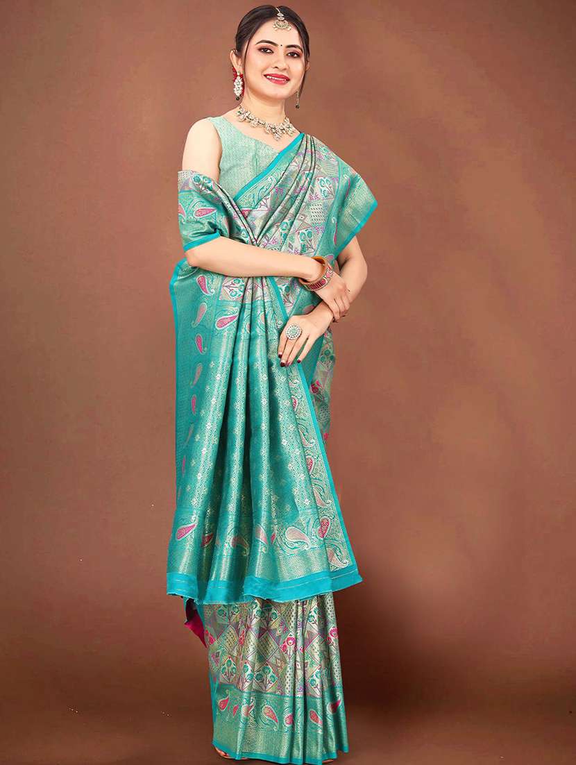women self design dharmavaram saree with blouse - 22571595 -  Standard Image - 4