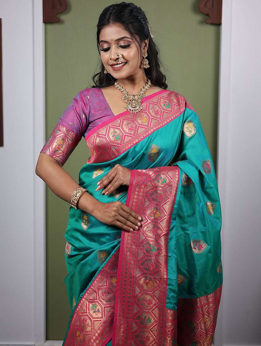 women self design paithani saree with blouse - 22571617 -  Standard Image - 4