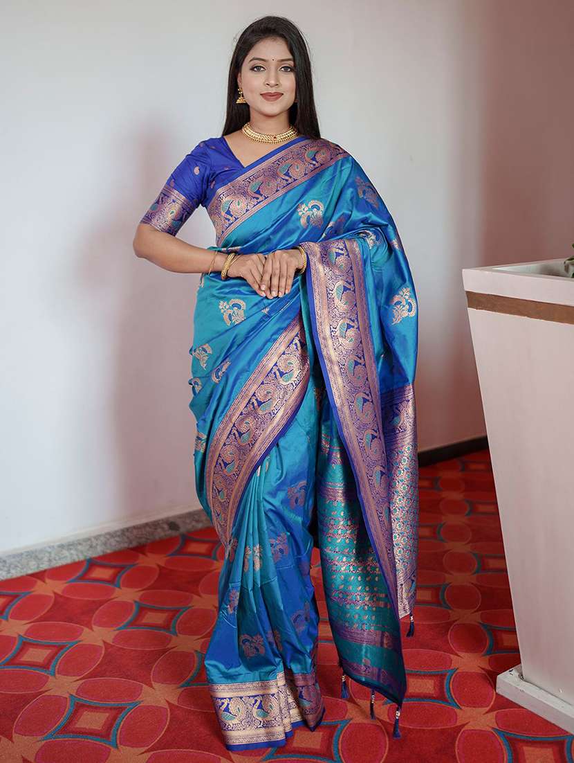 women self design paithani saree with blouse