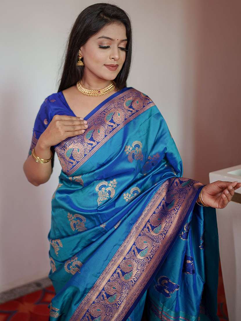 women self design paithani saree with blouse - 22571635 -  Standard Image - 1