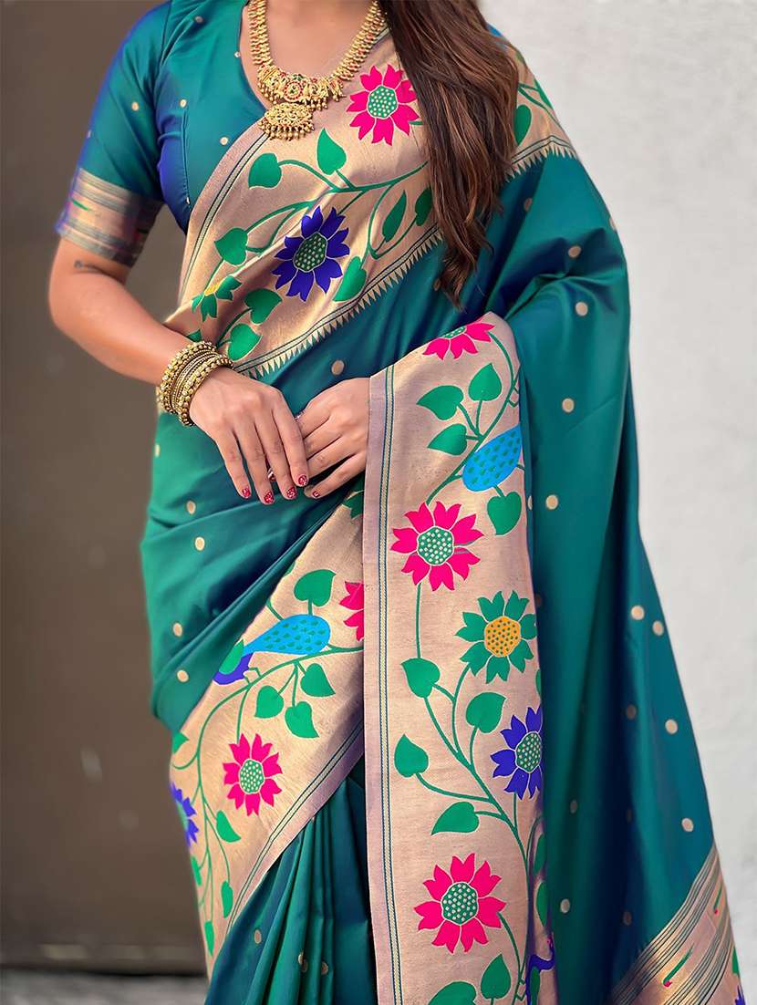 women self design paithani saree with blouse - 22571716 -  Standard Image - 4