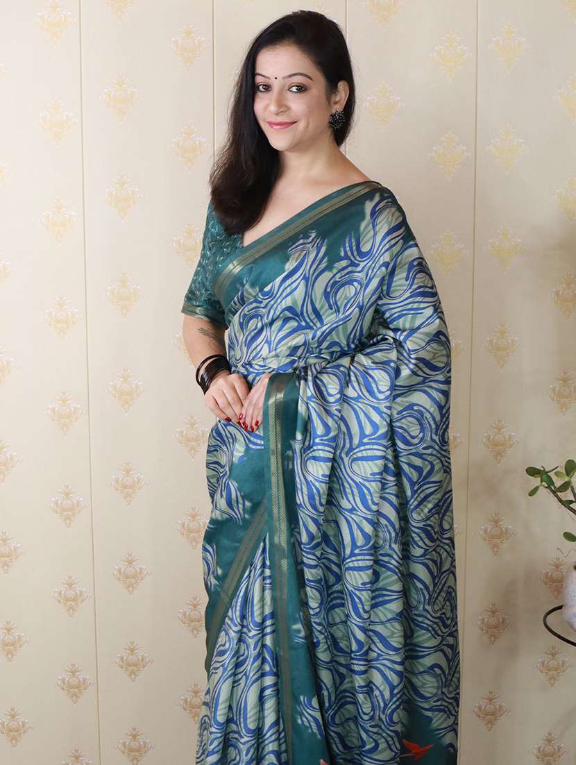 women printed casual wear saree with blouse - 22571718 -  Standard Image - 1
