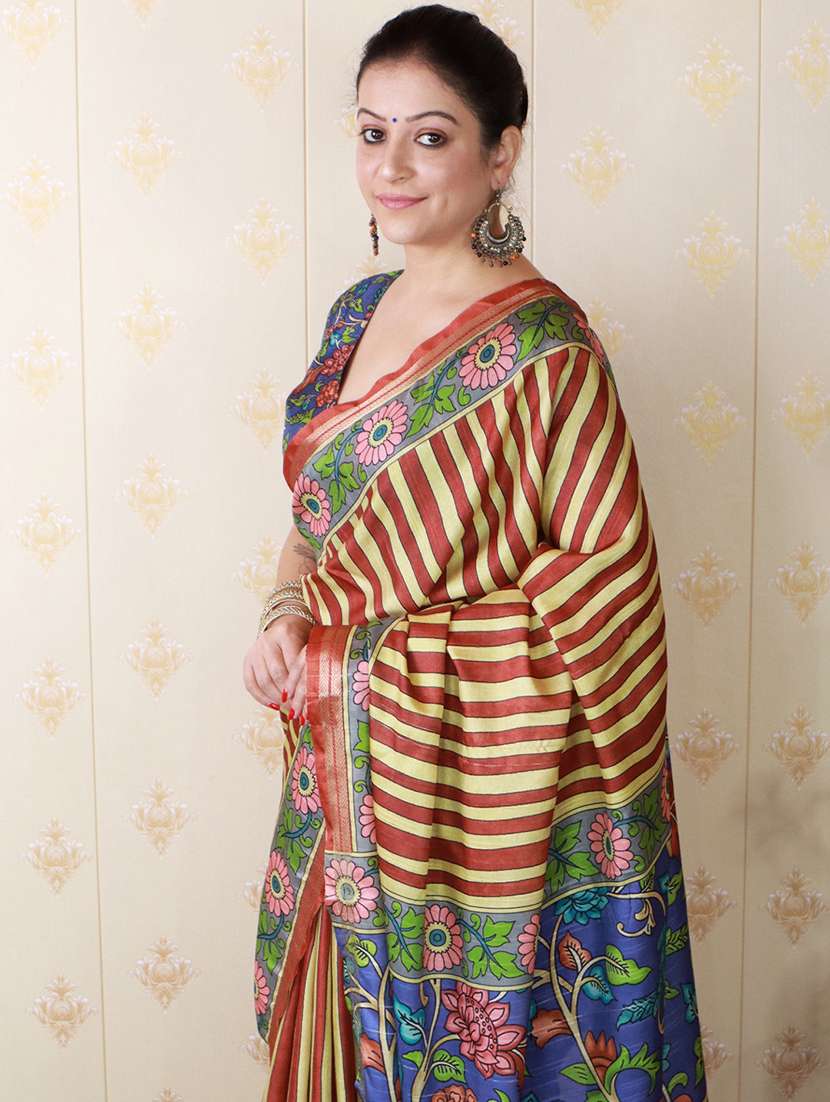 women printed casual wear saree with blouse - 22571739 -  Standard Image - 1