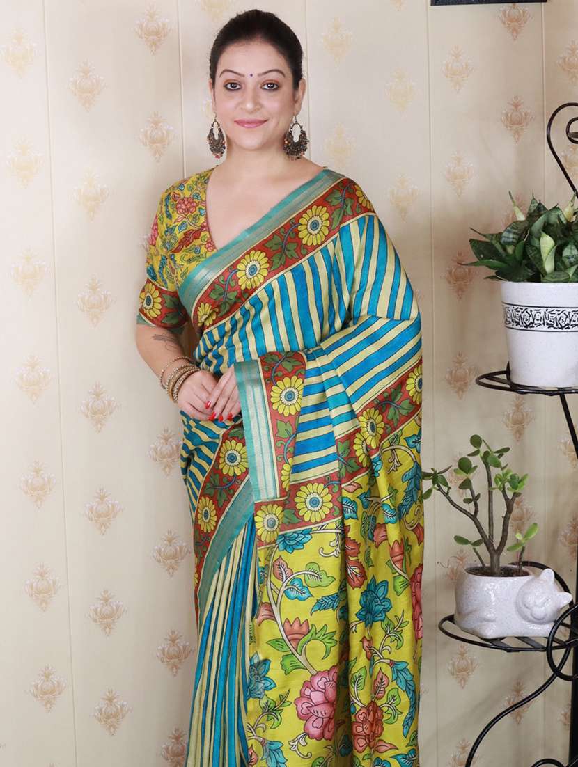 women printed casual wear saree with blouse - 22571741 -  Standard Image - 1